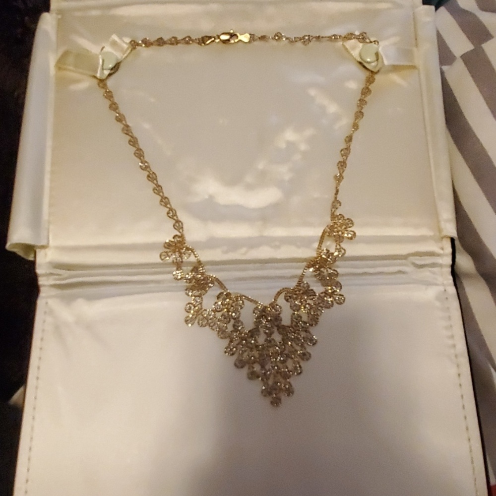 Diamond cut gold necklace